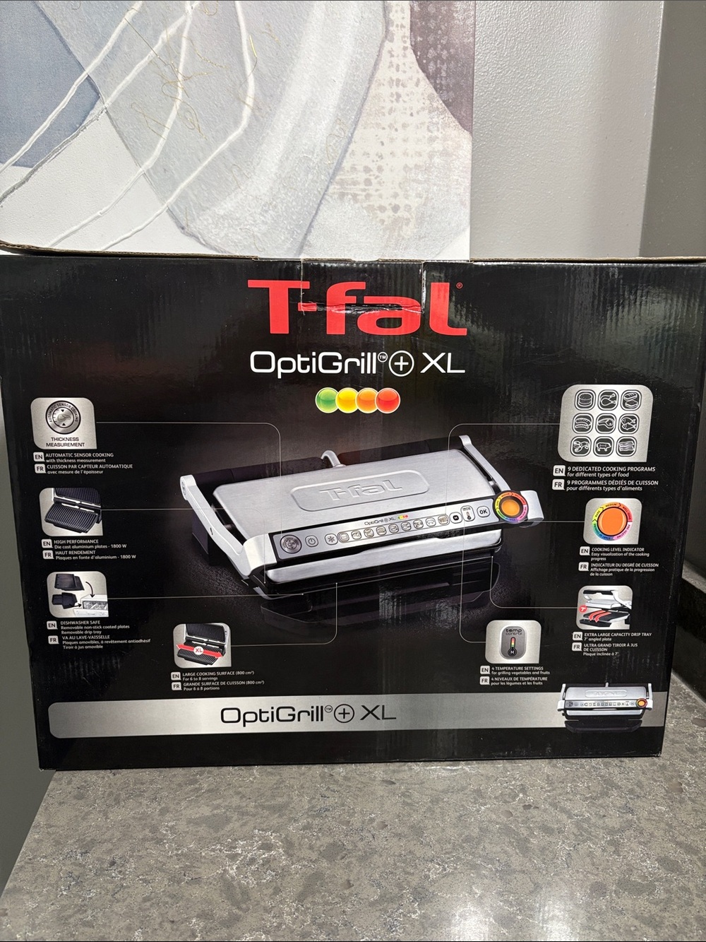T-fal OptiGrill+ XL Electric Indoor Grill - Silver and Black